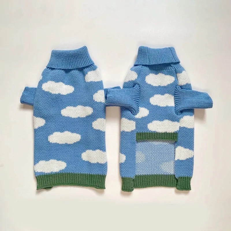 Chandail en tricot pour chien - "Tête dans les nuages"