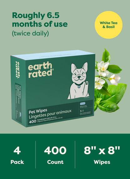 Lingettes humides - Earth Rated - Thé blanxc et Basilic