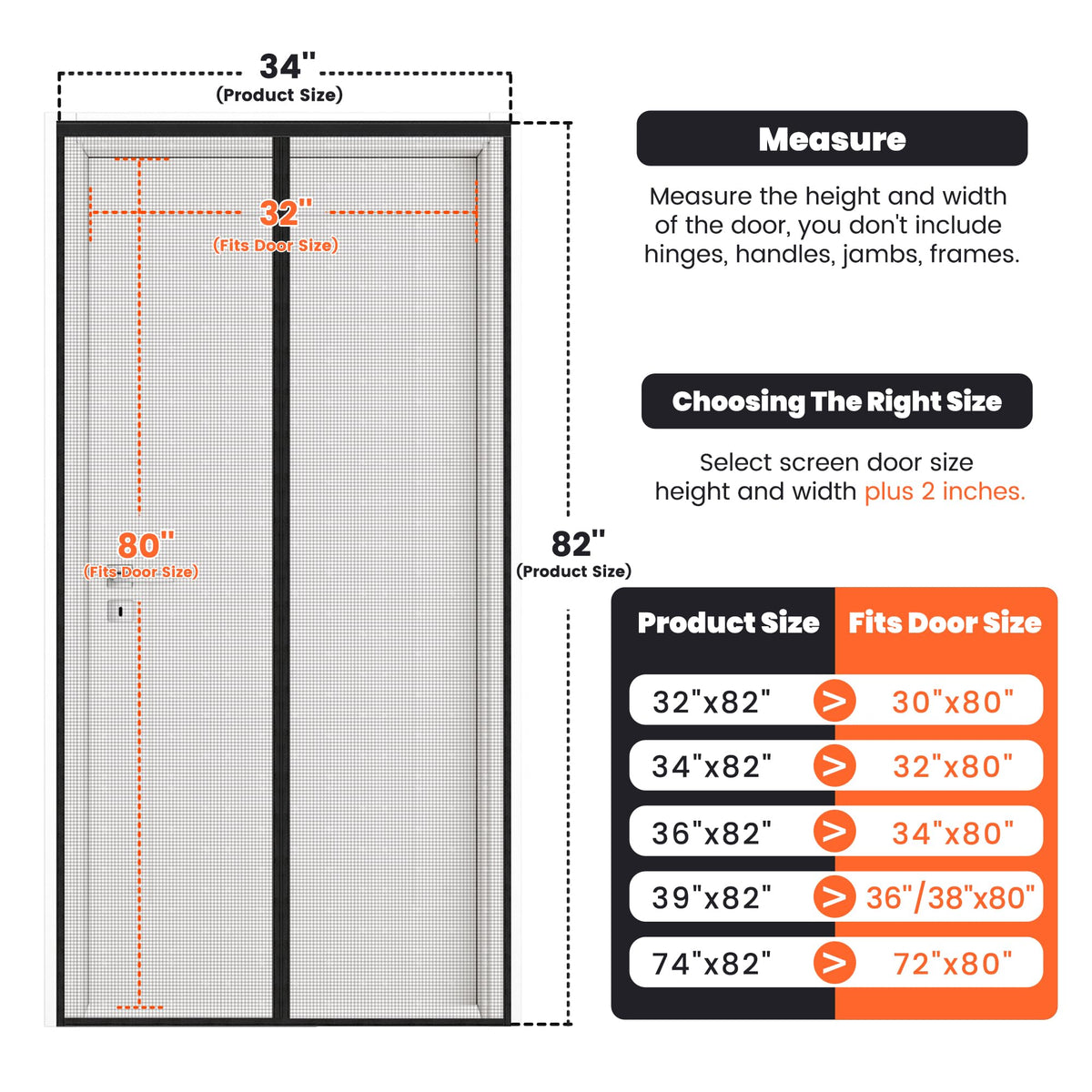 Magnetic Screen Door (Screen Size 32" x 82"), Fits Door Opening 30"x80", Heavy Duty Fiberglass Magnetic Mesh Screen, with Automatic Block Closure, Easy Walk-Through for Kids and Pets 🍁 All In One Marketplace Canada