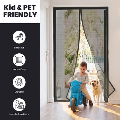 Magnetic Screen Door (Screen Size 32" x 82"), Fits Door Opening 30"x80", Heavy Duty Fiberglass Magnetic Mesh Screen, with Automatic Block Closure, Easy Walk-Through for Kids and Pets 🍁 All In One Marketplace Canada