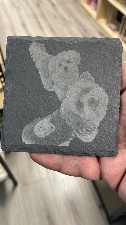 Ardoise naturelle gravée d'une photo personnalisée