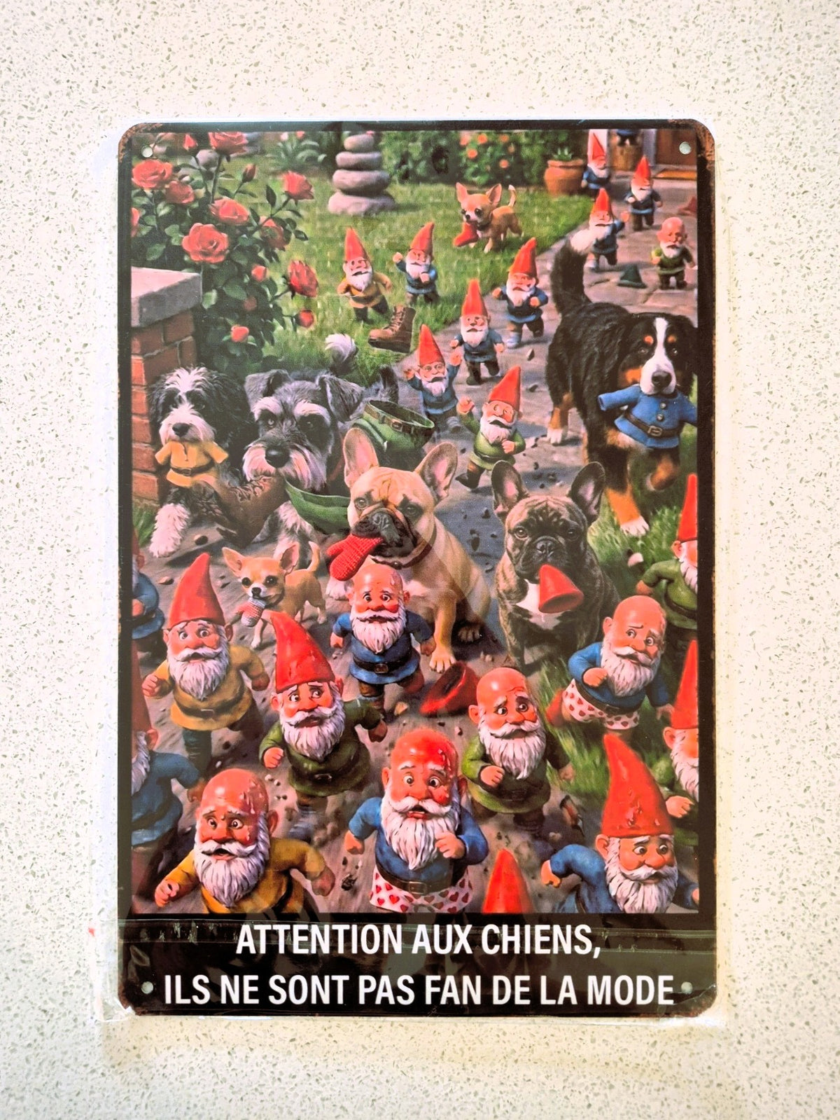 Affiche métalique - Chasse aux Gnomes!
