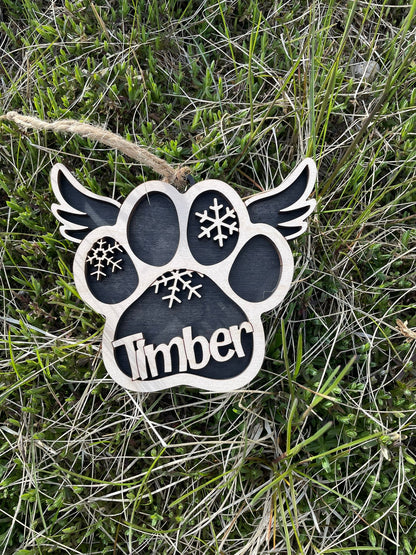 Personalized Dog Paw Memorial Ornament