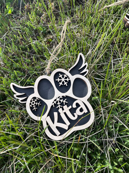 Personalized Dog Paw Memorial Ornament