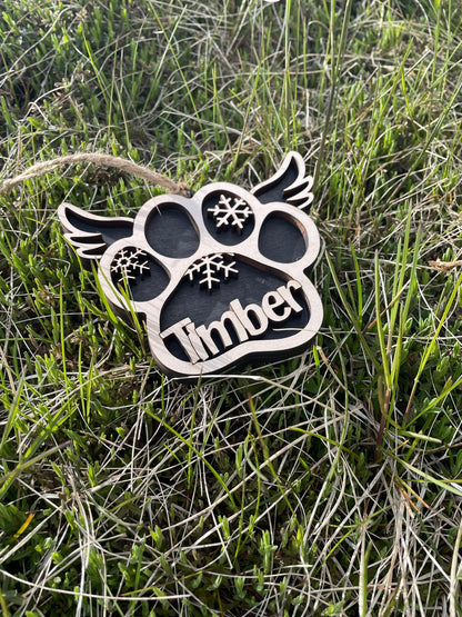 Personalized Dog Paw Memorial Ornament