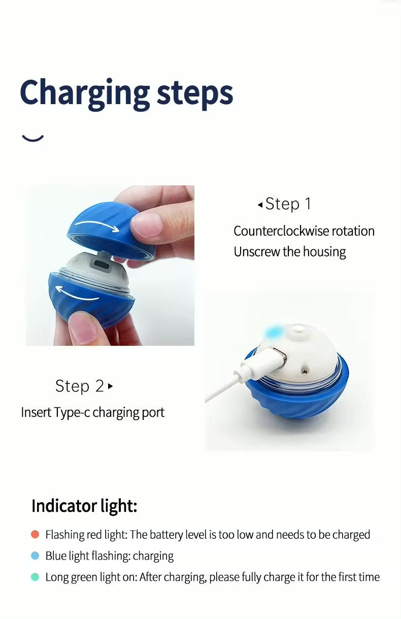Jouet vibrants en forme de balle pour chien et chat - rechargeable
