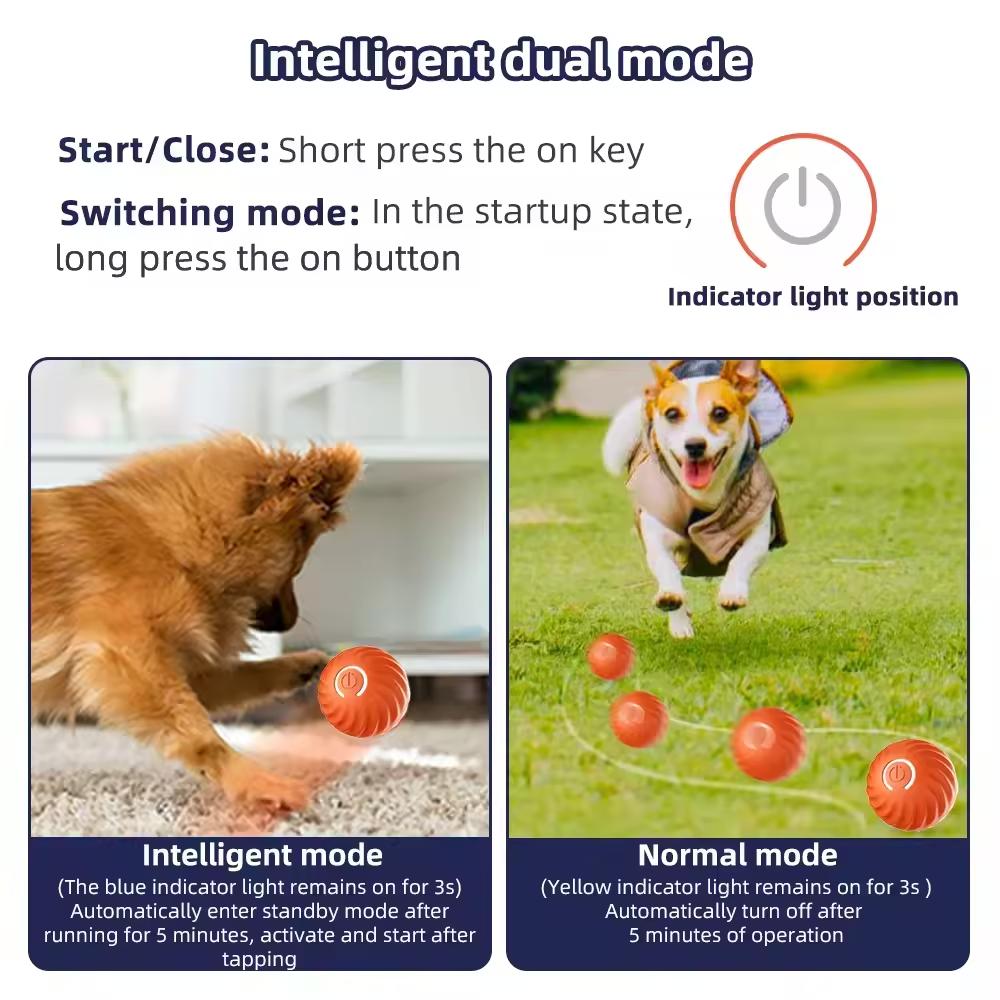 Jouet vibrants en forme de balle pour chien et chat - rechargeable