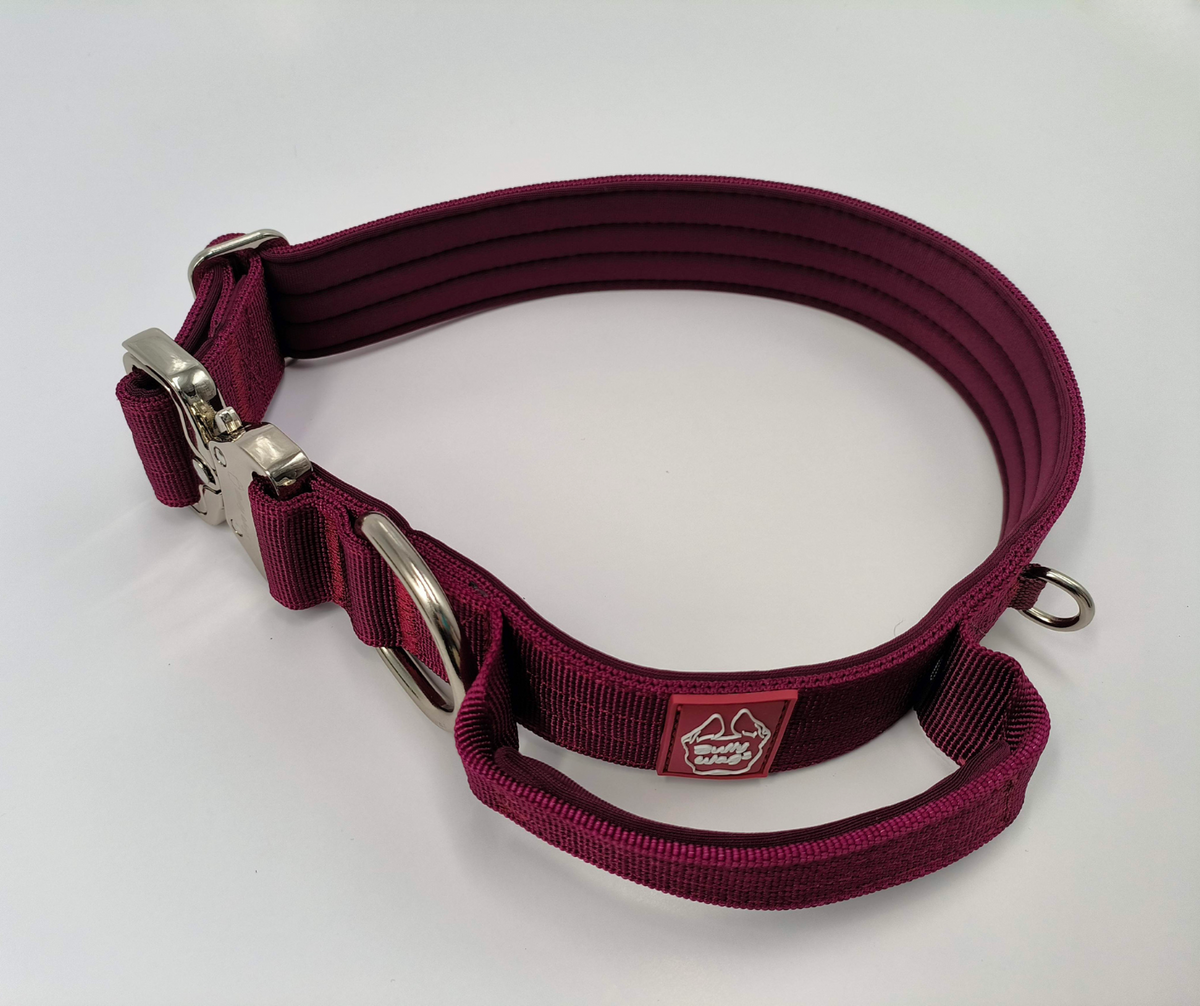 Collier tactique 1.5po avec poignée - Rouge Vin