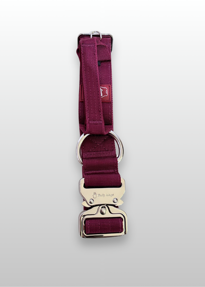 Collier tactique 1.5po avec poignée - Rouge Vin