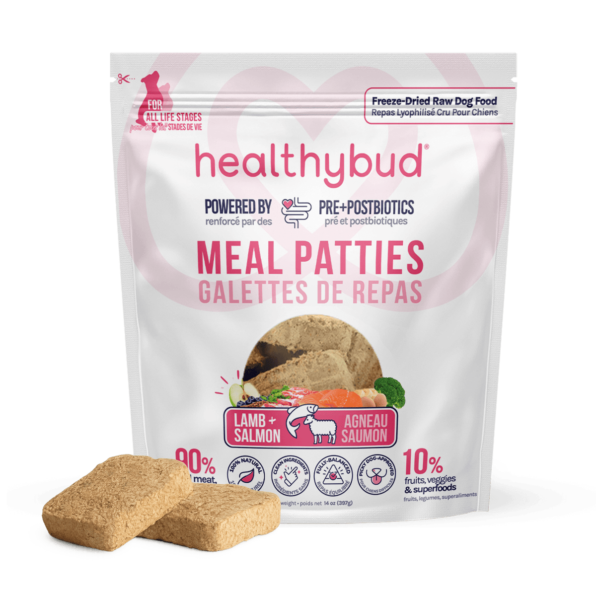 Repas pour chien - Pâtés de saumon et agneau