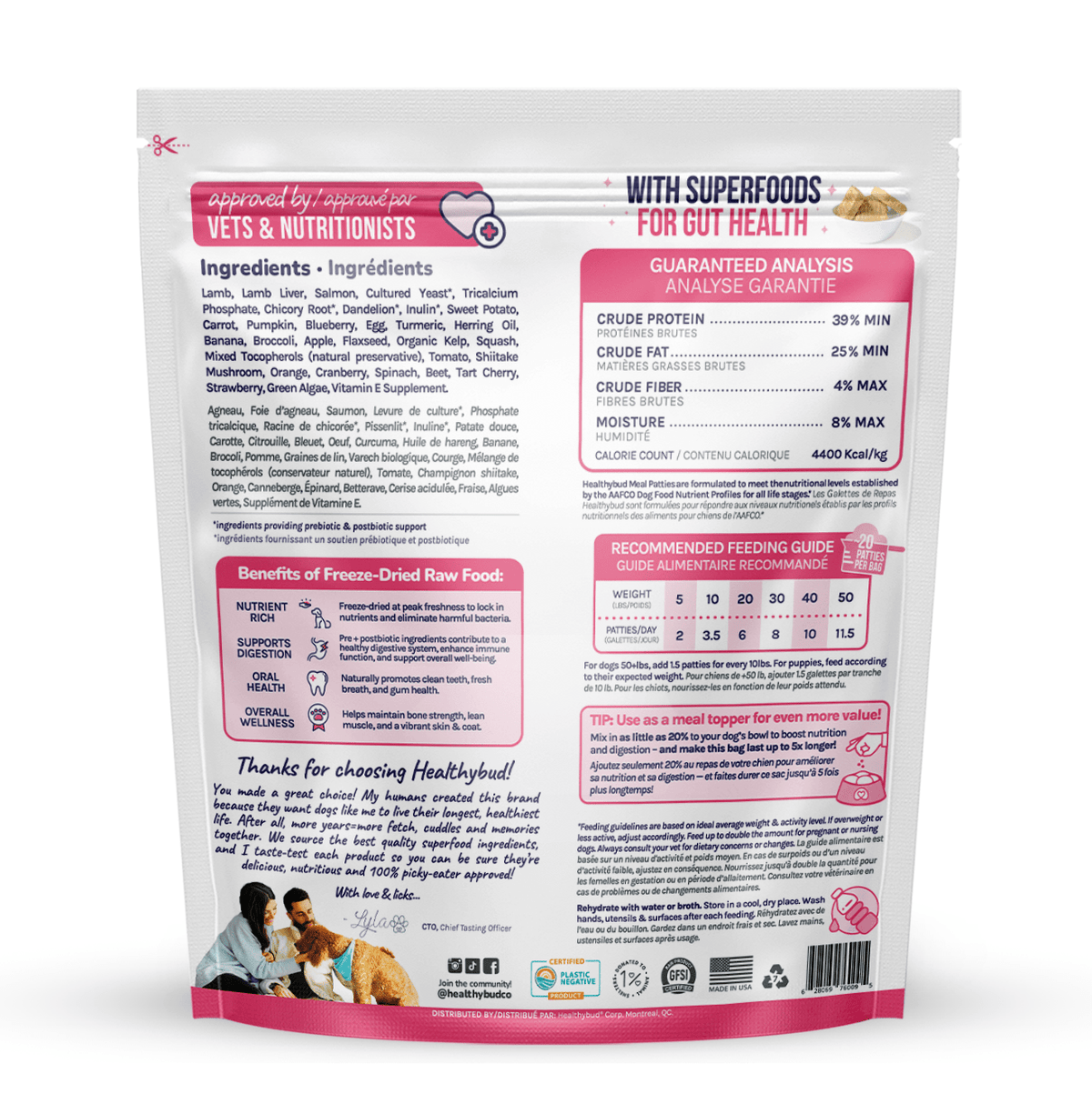 Repas pour chien - Pâtés de saumon et agneau