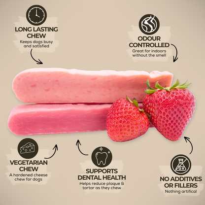 Gâteries à mâcher - Lait de Yak aux fraises - (MEDIUM)